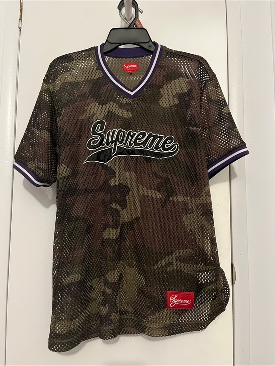 Supreme Other - Supreme baseball mesh jersey Supreme Baseball Top Jersey Woodland Camo